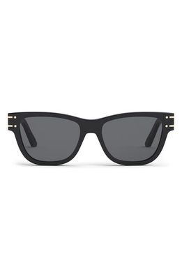 The Diorsignature S6U 54mm Square Sunglasses in Shiny Black /Smoke Polarized