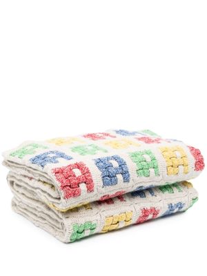 The Elder Statesman basket-crochet cashmere blanket - 100 - WHITE