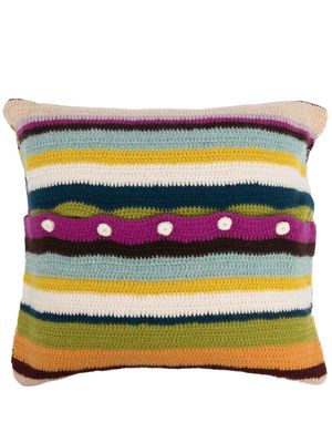 The Elder Statesman Busy Stripe cashmere pillow - Neutrals