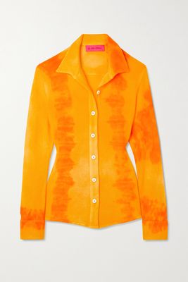 The Elder Statesman - Hazen Tie-dyed Cashmere Shirt - Orange