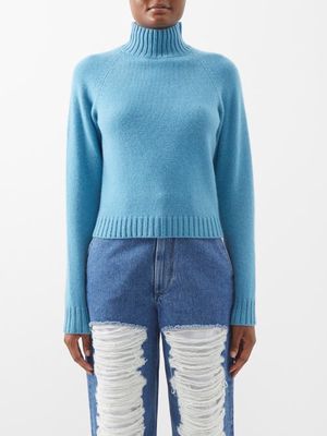 The Elder Statesman - High-neck Cashmere Sweater - Womens - Blue