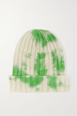 The Elder Statesman - Hot Ranger Tie-dyed Ribbed Cashmere Beanie - Green