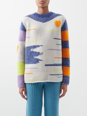 The Elder Statesman - Love N Stripes Jacquard-knit Cashmere Sweater - Womens - Multi