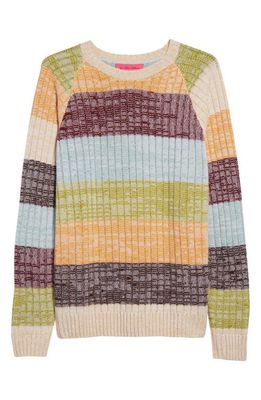 The Elder Statesman Marled Stripe Crewneck Cashmere Sweater in Stripe Multi