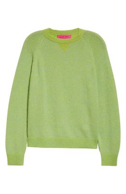 The Elder Statesman Nimbus Raglan Sleeve Cashmere & Cotton Sweater in Juniper/Chartreuse