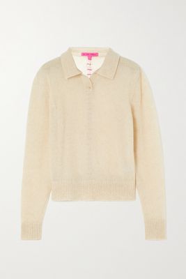 The Elder Statesman - Nimbus Whipstitched Open-knit Cashmere Polo Sweater - Neutrals