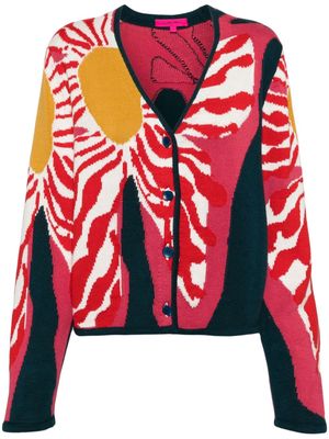 The Elder Statesman patterned-intarsia V-neck cardigan - Multicolour