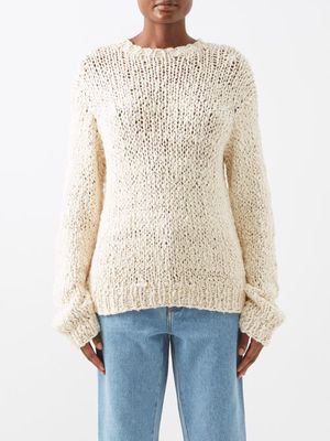 The Elder Statesman - Recycled Bouclé Organic-cotton Sweater - Womens - Vanilla