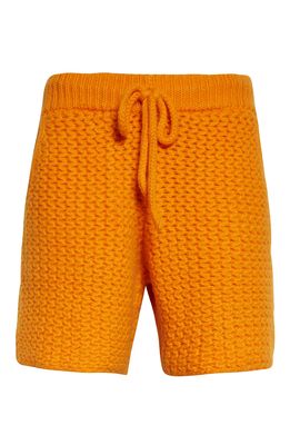 The Elder Statesman Rope Stitch Cashmere Shorts in Mandarin
