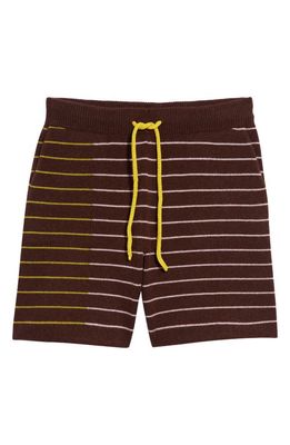 The Elder Statesman Skipper Stripe Cashmere Shorts in Rust/Lily/Snap Pea/Sunshine