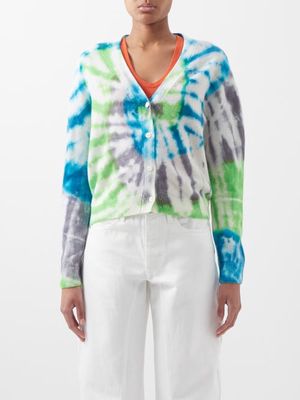 The Elder Statesman - Spiral Tranquility Tie-dyed Cashmere Cardigan - Womens - Green White