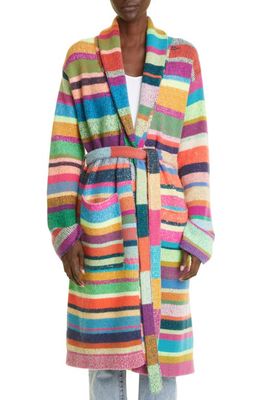 The Elder Statesman Stripe Cashmere Robe Sweater in Pastel Multi
