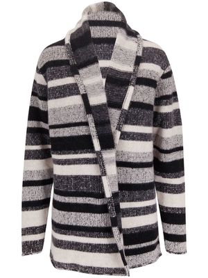 The Elder Statesman striped cashmere cardi-coat - Black