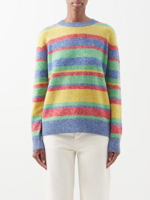 The Elder Statesman - Striped Cashmere Sweater - Womens - Blue Multi