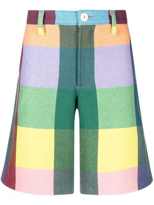 The Elder Statesman Tes woven rainbow check shorts - Green