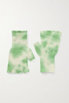 The Elder Statesman - Tie-dyed Cashmere Fingerless Gloves - Green