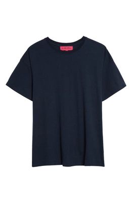 The Elder Statesman Travel Agency Cotton & Linen T-Shirt in Navy