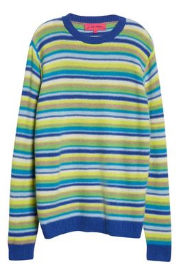 The Elder Statesman Vista Stripe Cashmere Sweater in Green Multi Stripe