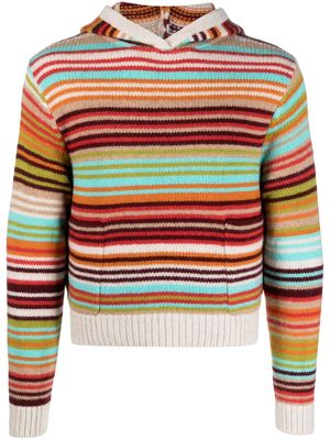 The Elder Statesman Vista striped cashmere hoodie - Neutrals