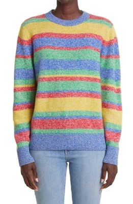 The Elder Statesman Women's Marled Stripe Cashmere Sweater in Spm/Klm/Sfm/Chm