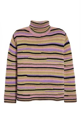 The Elder Statesman Women's Oversize Horizon Loom Turtleneck Cashmere Sweater in Multi
