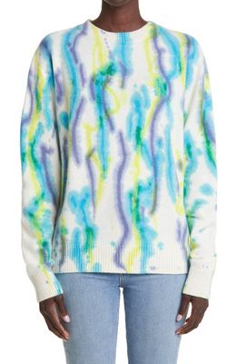 The Elder Statesman Women's Watercolor Cashmere Sweater in Ivory W/Mtc/Adr/Nvy