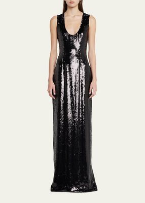 The Everly Sequin-Embellished Column Gown