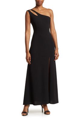 THE FASHION POET Asymmetrical Cutout Neckline Dress in Black