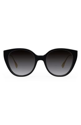 The Fendi Baguette 54mm Round Sunglasses in Shiny Black /Smoke Polarized