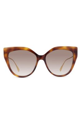 The Fendi Baguette 57mm Cat Eye Sunglasses in Blonde Havana /Gradient Brown