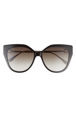 The Fendi Baguette 57mm Cat Eye Sunglasses in Shiny Black /Gradient Brown