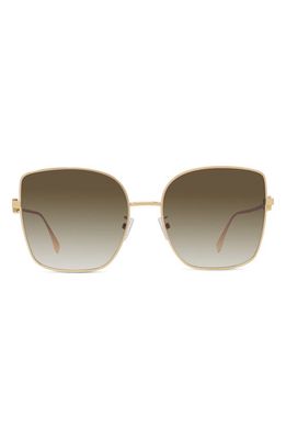The Fendi Baguette 59mm Geometric Sunglasses in Endura Gold /Gradient Brown