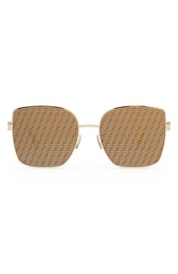 The Fendi Baguette 59mm Geometric Sunglasses in Shiny Gold Dh /Roviex Mirror