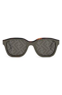 The Fendi Bilayer 51mm Geometric Sunglasses in Dark Brown/Smoke Mirror