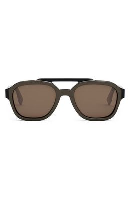 The Fendi Bilayer 52mm Geometric Sunglasses in Dark Brown/Brown