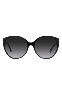 The Fendi Fine 59mm Round Sunglasses in Shiny Black /Gradient Smoke