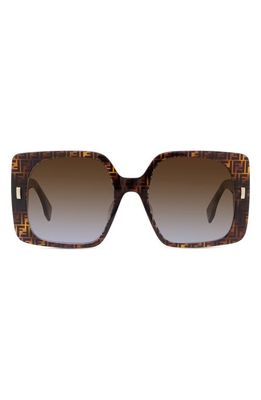 The Fendi First 53mm Square Sunglasses in Havana /Gradient Brown