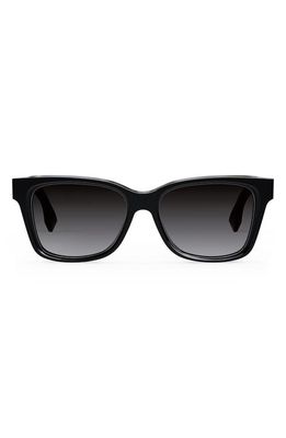 The Fendi Lettering 54mm Geometric Sunglasses in Shiny Black /Smoke Polarized