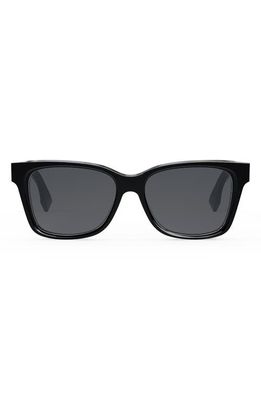 The Fendi Lettering 54mm Geometric Sunglasses in Shiny Black /Smoke