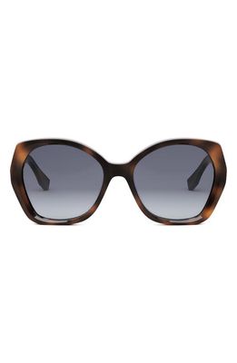 The Fendi Lettering 57mm Gradient Butterfly Sunglasses in Blonde Havana /Gradient Smoke