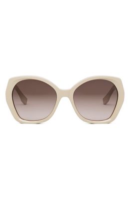The Fendi Lettering 57mm Gradient Butterfly Sunglasses in Shiny Beige /Gradient Brown