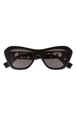 The Fendi O'Lock 52mm Geometric Sunglasses in Shiny Black /Smoke
