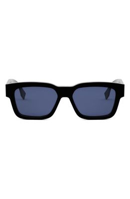 The Fendi O'Lock 53mm Rectangular Sunglasses in Shiny Black /Blue