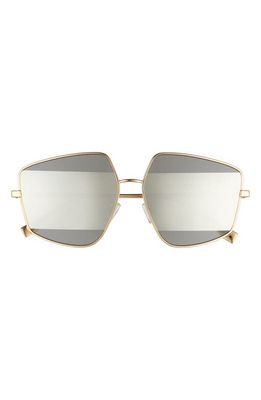 The Fendi Stripes 60mm Geometric Sunglasses in Endura Gold /Smoke Mirror