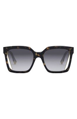 The Fendi Way 55mm Geometric Sunglasses in Dark Havana /Gradient Smoke