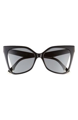 The Fendi Way 55mm Geometric Sunglasses in Shiny Black /Smoke