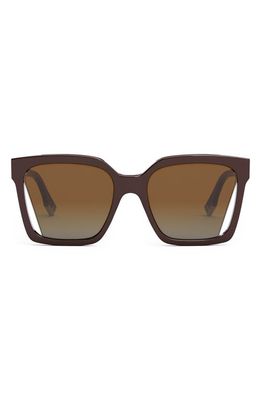 The Fendi Way 55mm Geometric Sunglasses in Shiny Red /Gradient Brown