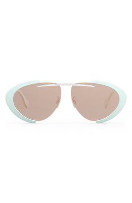 The Fendiland 59mm Oval Sunglasses in Light Blue /Bordeaux Mirror