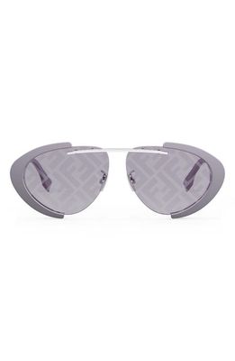 The Fendiland 59mm Oval Sunglasses in Shiny Violet /Bordeaux Mirror