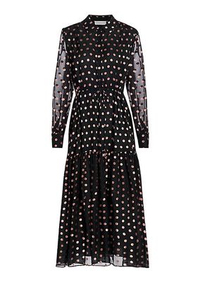 The Fenix Burnout Polka Dot Silk-Blend Shirtdress